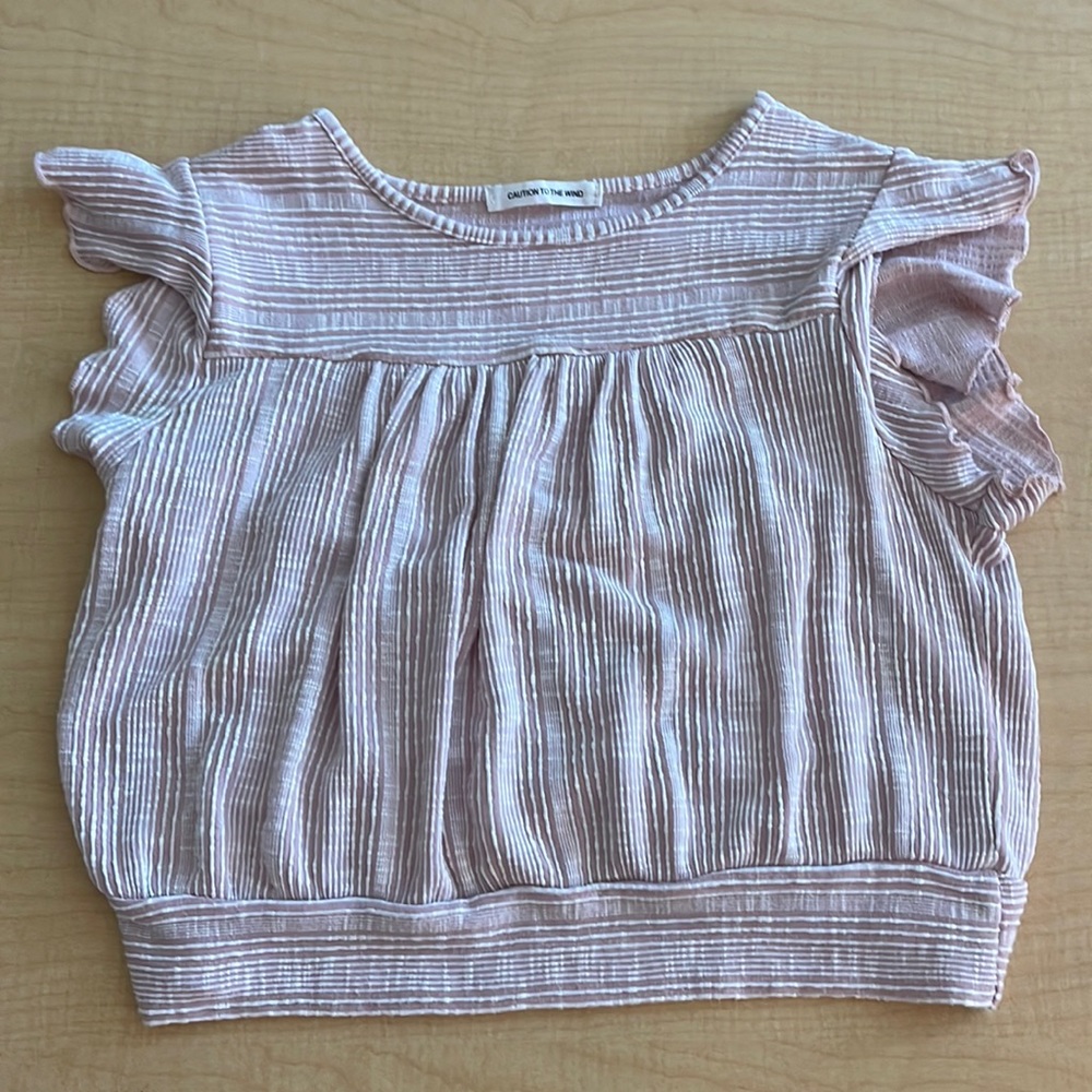Pink and white striped bubble like top